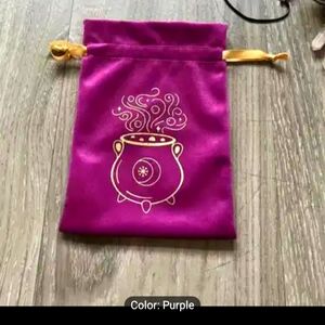 Velvet Tarot Card or Crystal Drawstring Cauldron Pouch